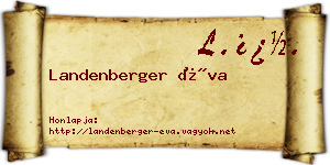 Landenberger Éva névjegykártya